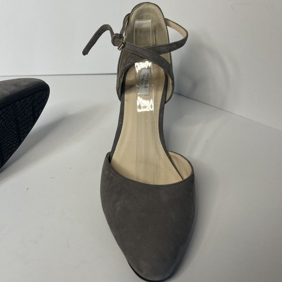 Cole Haan Women's Sz 7.5 B Lacey Suede Walnut Wedge Ankle Strap 3" Heels NWNT - Picture 12 of 12